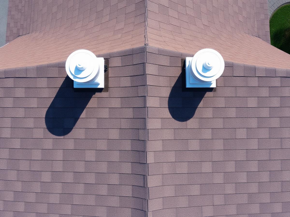 Overhead drone view of a residential shingle roof